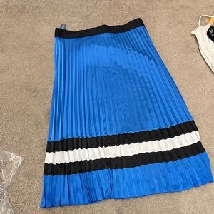 Karl Lagerfeld Blue Pleated Midi Skirt with Stripes